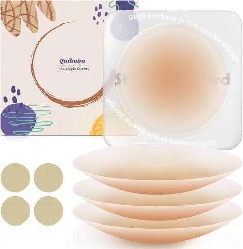 2 Pairs Nipple Covers for Women, Silicone Nipple Pasties,Reusable Sticky Breast Petals,Ultra-Thin Adhesive Pasties,Invisible Seamless Pasties Sticky Bra with Storage Board in Saudi Arabia