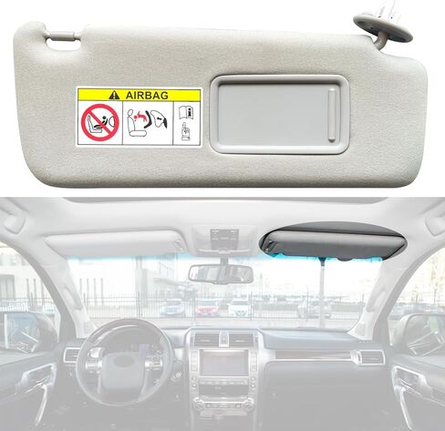 جانب ركاب Sun Sun Visor Fit for Lexus GX460 2010-2023 لـ Toyota Land Cruiser & Prado KDJ155 / KDJ150 2009-2023 استبدل 74320-60d22-A0 الأمامي الأيمن من الشمس حماية الشمس الظل Sunshade Gray in Kuwait