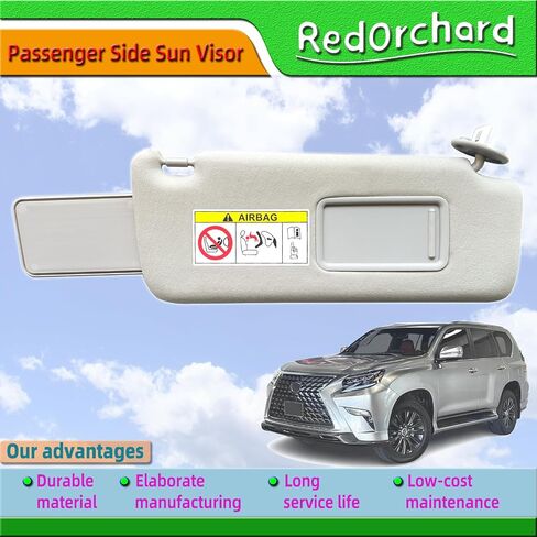 جانب ركاب Sun Sun Visor Fit for Lexus GX460 2010-2023 لـ Toyota Land Cruiser & Prado KDJ155 / KDJ150 2009-2023 استبدل 74320-60d22-A0 الأمامي الأيمن من الشمس حماية الشمس الظل Sunshade Gray in Kuwait