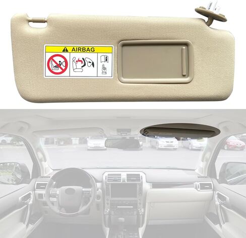 جانب ركاب Sun Sun Visor Fit for Lexus GX460 2010-2023 لـ Toyota Land Cruiser & Prado KDJ155 / KDJ150 2009-2023 استبدل 74320-60d22-A0 الأمامي الأيمن من الشمس حماية الشمس الظل Sunshade Gray in Saudi Arabia