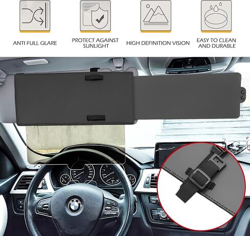 Polarized Sun Visor Extender for Car, Upgraded Auto Windshield Sun Visor, Retractable Sunshade for Protection from Sun Glare UV Rays, Universal for Most Vehicle in Saudi Arabia