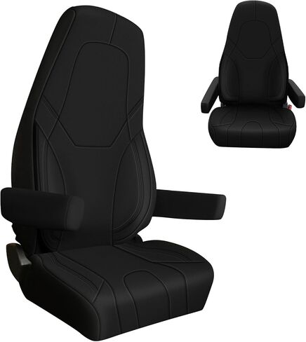 أغطية المقعد الأمامية المخصصة لصالح SAPUBK مع استبدال الجيب الخلفي للفترة 2014-2025 Freightliner Cascadia 33 "الظهر المرتفع ، والجلد المتميز مع غطاء مقعد الرغوة الناعم المركب الخلفي (رمادي) in Kuwait