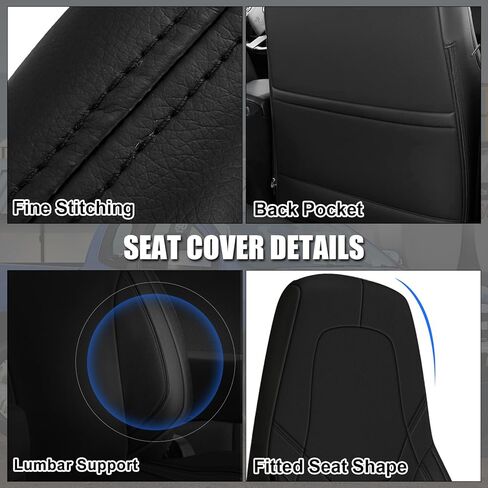 أغطية المقعد الأمامية المخصصة لصالح SAPUBK مع استبدال الجيب الخلفي للفترة 2014-2025 Freightliner Cascadia 33 "الظهر المرتفع ، والجلد المتميز مع غطاء مقعد الرغوة الناعم المركب الخلفي (رمادي) in Kuwait