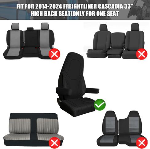 أغطية المقعد الأمامية المخصصة لصالح SAPUBK مع استبدال الجيب الخلفي للفترة 2014-2025 Freightliner Cascadia 33 "الظهر المرتفع ، والجلد المتميز مع غطاء مقعد الرغوة الناعم المركب الخلفي (رمادي) in Kuwait