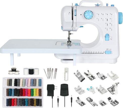 Sewing Machine for Beginners, Mini Sewing Machine Built-in 12 Stitches, 13 Replaceable Presser Feet, Portable Sewing Machine with Extension Table, Light, Reverse Sewing, 2 Speed Foot Pedal, Sewing Kit in Saudi Arabia