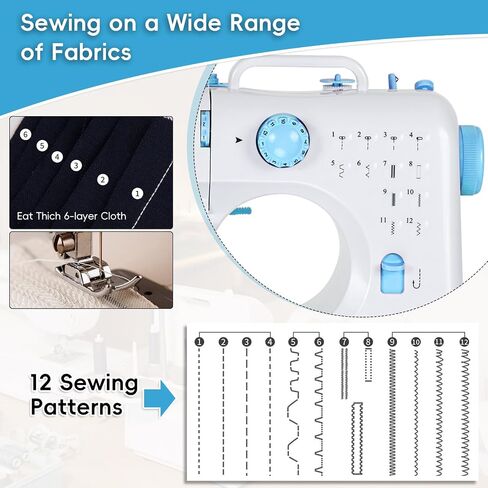 Sewing Machine for Beginners, Mini Sewing Machine Built-in 12 Stitches, 13 Replaceable Presser Feet, Portable Sewing Machine with Extension Table, Light, Reverse Sewing, 2 Speed Foot Pedal, Sewing Kit in Saudi Arabia