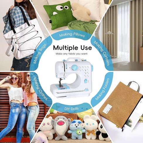 Sewing Machine for Beginners, Mini Sewing Machine Built-in 12 Stitches, 13 Replaceable Presser Feet, Portable Sewing Machine with Extension Table, Light, Reverse Sewing, 2 Speed Foot Pedal, Sewing Kit in Saudi Arabia