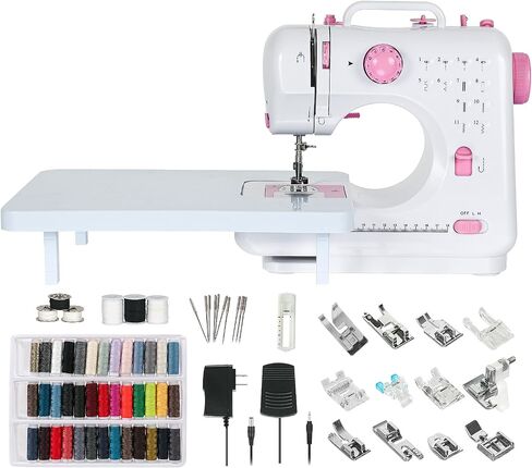 Sewing Machine for Beginners, Mini Sewing Machine Built-in 12 Stitches, 13 Replaceable Presser Feet, Portable Sewing Machine with Extension Table, Light, Reverse Sewing, 2 Speed Foot Pedal, Sewing Kit in Saudi Arabia