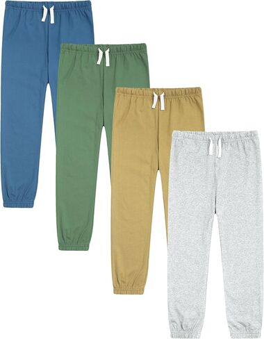 GFQLONG 4 Pack Toddler Boys and Girls Cotton Pants Lightweight Trousers, Kids Summer Casual Solid Sweatpants with Drawstring in Kuwait