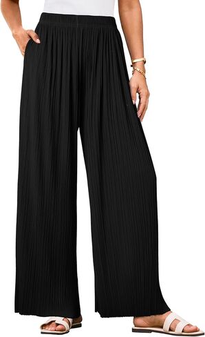 GRACE KARIN Womens Casual Wide Leg Pants Pleated High Elastic Waist Flowy Loose Beach Palazzo Pants Work Trousers Summer in Kuwait