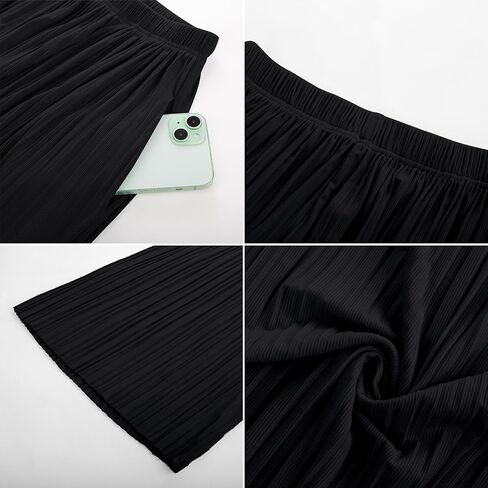 GRACE KARIN Womens Casual Wide Leg Pants Pleated High Elastic Waist Flowy Loose Beach Palazzo Pants Work Trousers Summer in Kuwait