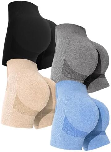4 Piece Set Women's Fitness Shorts Waist Hip Lift Shorts Tight Fit Women Fitness Gym Yoga Sports Shorts in Saudi Arabia