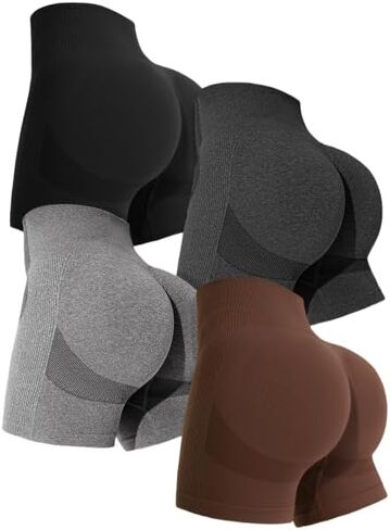 4 Piece Set Women's Fitness Shorts Waist Hip Lift Shorts Tight Fit Women Fitness Gym Yoga Sports Shorts in Saudi Arabia