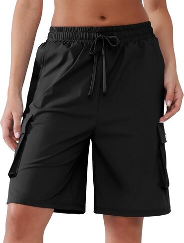 Women's Hiking Cargo Shorts with Pockets Quick Dry Lightweight Wide Leg Knee Length Outdoor Summer Shorts in Saudi Arabia