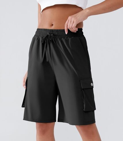 Women's Hiking Cargo Shorts with Pockets Quick Dry Lightweight Wide Leg Knee Length Outdoor Summer Shorts in Saudi Arabia