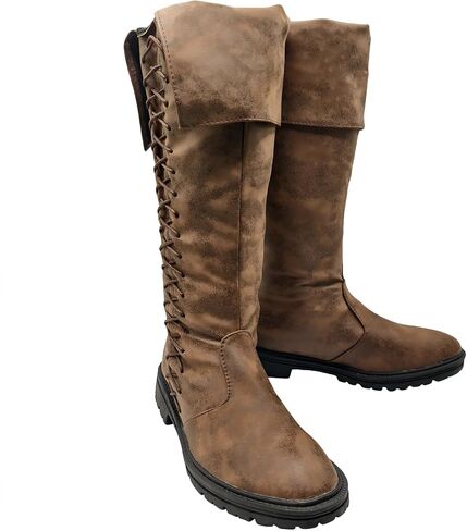 Medieval Pirate Boots Mens Renaissance Pull on Mid Calf Gothic Halloween Costume Boot Vintage Stage Pirate Viking Shoes in Saudi Arabia