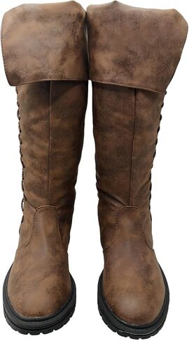 Medieval Pirate Boots Mens Renaissance Pull on Mid Calf Gothic Halloween Costume Boot Vintage Stage Pirate Viking Shoes in Saudi Arabia