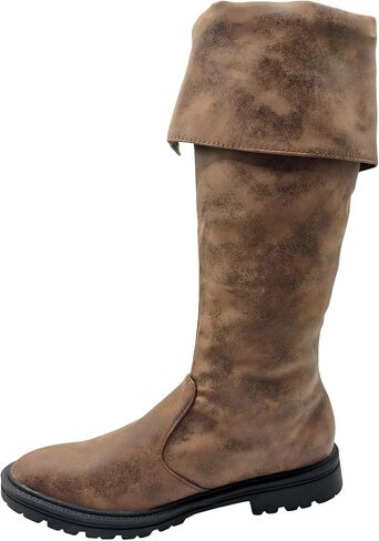 Medieval Pirate Boots Mens Renaissance Pull on Mid Calf Gothic Halloween Costume Boot Vintage Stage Pirate Viking Shoes in Saudi Arabia