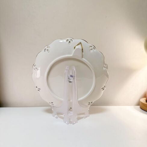Ceramic Collections Plate, 3D Hand-painted Purple Tulip Flower and Leaf Decorative Tray with Display Stand-D 8inch in Saudi Arabia