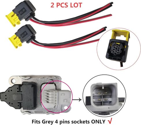 4 Pins 2pcs lot Car Waterproof Electrical Connector Plug Connect Harness Plug Socket Wiring Pigtail fits Nitrogen Oxide Sensor NOX Sensor Repair (for Grey Socket, Square 4pins Type) in Kuwait