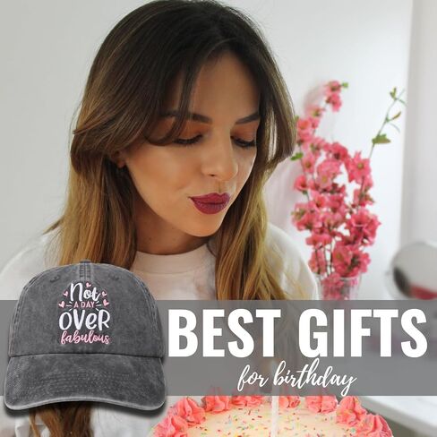 InnoBeta Birthday Fabulous Gifts for Women, Adjustable Vintage Baseball Cap Washed Cotton Embroidered Hat - Not a Day Over Fabulous Grey in Saudi Arabia