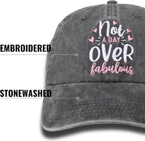 InnoBeta Birthday Fabulous Gifts for Women, Adjustable Vintage Baseball Cap Washed Cotton Embroidered Hat - Not a Day Over Fabulous Grey in Saudi Arabia