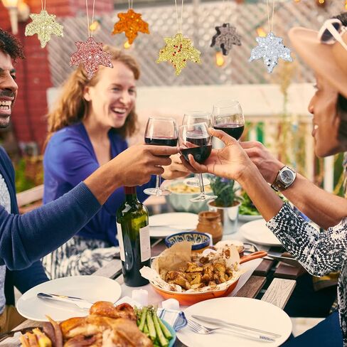 Xinnun 36 Pcs Thanksgiving Maple Ornaments Fall Glitter Leaf Hanging Decor Mini Leaf Tree Ornaments for Thanksgiving Day Autumn Anniversary Party Decoration(Maple,Classic Color) in Saudi Arabia
