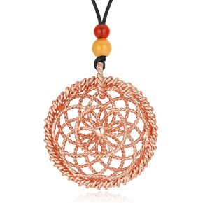 قلادة خاتم Lotus of Life - الترددات المقدسة والمفقودة ، قلادة مطلية بالنحاس والذهب مع حبات Red Led in Kuwait