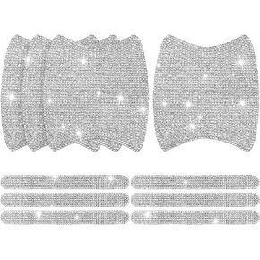 10 Pcs Bling Car Door Handle Protector - Rhinestone Car Stickers for Women - Crystal Scratch Protector Bling Automotive Accessories for Women and Girls in Kuwait