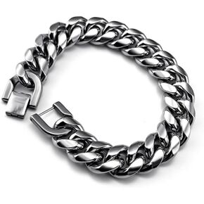 Men’s Stainless Steel Cuban Link Bracelet – Bold 8/10/12/14 mm Titanium‑Steel Chain, 20 cm Hip‑Hop Streetwear Jewelry in Saudi Arabia