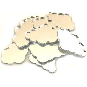 Cloud Shaped Crafting Mirrors, Set of 10, Many Colours, Shatterproof Acrylic, Silver Mirror, Pack of 10 x 9cm in Saudi Arabia