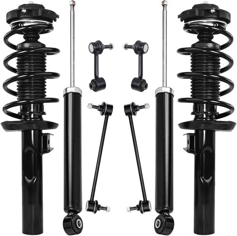 Detroit Axle - 8pc Struts Shocks Kit لعام 2012-2017 VW Jetta ، الدعامات الأمامية مع لفائف الربيع الخلفية لامتصاص الصدمات الأمامية ربط شريط الترجيع الخلفي البديل - [ليس للتعليق الرياضي] in Saudi Arabia
