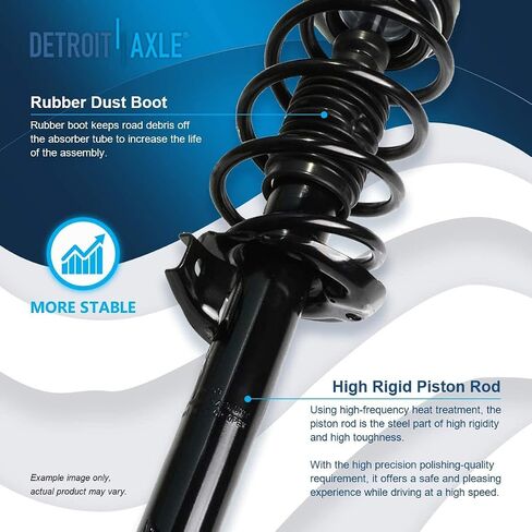Detroit Axle - 8pc Struts Shocks Kit لعام 2012-2017 VW Jetta ، الدعامات الأمامية مع لفائف الربيع الخلفية لامتصاص الصدمات الأمامية ربط شريط الترجيع الخلفي البديل - [ليس للتعليق الرياضي] in Saudi Arabia
