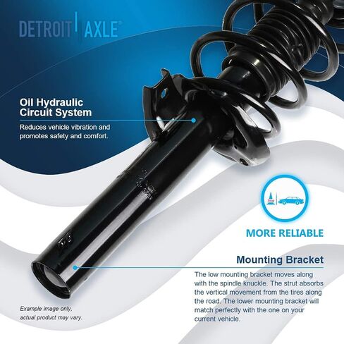 Detroit Axle - 8pc Struts Shocks Kit لعام 2012-2017 VW Jetta ، الدعامات الأمامية مع لفائف الربيع الخلفية لامتصاص الصدمات الأمامية ربط شريط الترجيع الخلفي البديل - [ليس للتعليق الرياضي] in Saudi Arabia