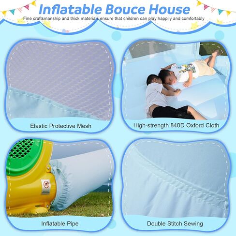 White Bounce House, Inflatable Bounce House with Ball Pit & Slide for Kids Indoor Bounce House Portable Fun House Outdoor Bounce House with Blower for Birthday Party, Wedding Decor in Kuwait