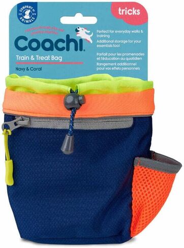 Coachi Train & Treat Bag, Pouch, Generously Sized Treat Compartment, Zipped Pocket, Drawstring Closure, Secure Attachment, Clips on Belt, Waistband or Pocket. Suitable for Dog Walking & Training in Saudi Arabia