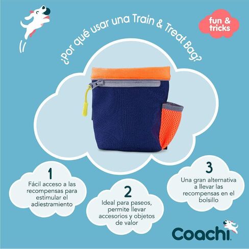 Coachi Train & Treat Bag, Pouch, Generously Sized Treat Compartment, Zipped Pocket, Drawstring Closure, Secure Attachment, Clips on Belt, Waistband or Pocket. Suitable for Dog Walking & Training in Saudi Arabia