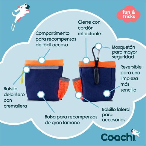 Coachi Train & Treat Bag, Pouch, Generously Sized Treat Compartment, Zipped Pocket, Drawstring Closure, Secure Attachment, Clips on Belt, Waistband or Pocket. Suitable for Dog Walking & Training in Saudi Arabia