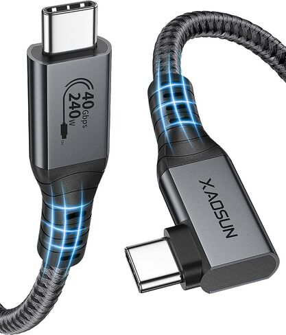 XAOSUN USB 4 Cable for Thunderbolt 4 240W, Right Angle Thunderbolt 4 Cable 90 Degree, 240W USB C to USB C Cable with 40Gbps Data, 8K@60Hz Display, for Thunderbolt MacBook Docks eGPU Hub 2ft / 0.6m in Kuwait