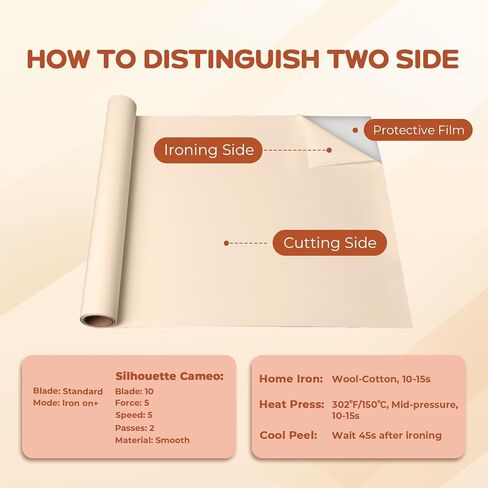 GOVAS Brown Heat Transfer Vinyl - 12" x 6ft Brown Iron on Vinyl Roll for Shirts, HTV Nude Vinyl for Silhouette Cameo, Cricut, Easy to Cut & Weed in Saudi Arabia