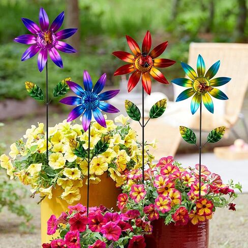 Wind Spinners Outdoor, Kinetic Wind Sculptures & Spinners, Poinsettia Flower Metal Wind Spinners for Yard and Garden in Saudi Arabia