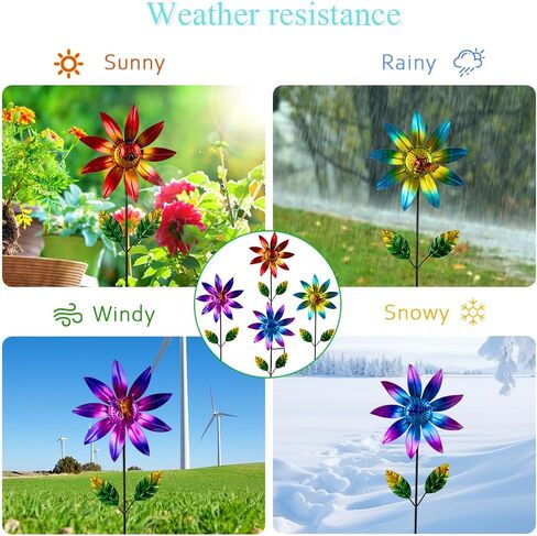 Wind Spinners Outdoor, Kinetic Wind Sculptures & Spinners, Poinsettia Flower Metal Wind Spinners for Yard and Garden in Saudi Arabia