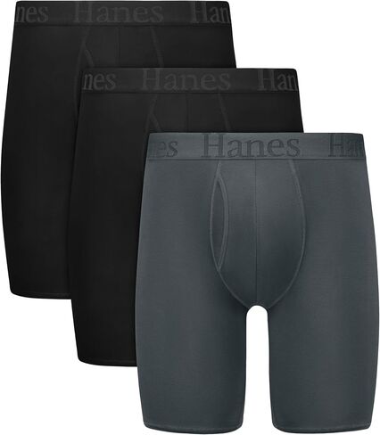 Hanes Originals Supersoft Underwear, Total Support Pouch Boxer Briefs for Men, Long Leg & Regular, 3-Pack in Saudi Arabia