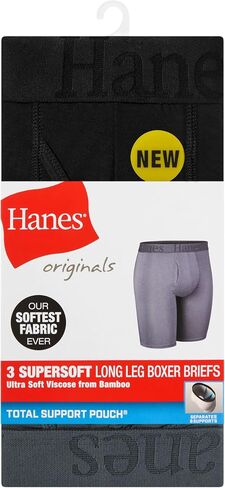 Hanes Originals Supersoft Underwear, Total Support Pouch Boxer Briefs for Men, Long Leg & Regular, 3-Pack in Saudi Arabia