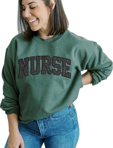 Personalized Nurse Embroidered Sweatshirt For Women, Personalized Registered Nurse Gifts, Custom Name Nurse Embroidered Sweatshirt, Custom Nurse Appreciation Nurse Weeks Gift, Nurse Life Nursing Gift in Saudi Arabia