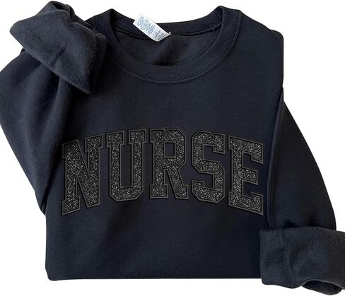 Personalized Nurse Embroidered Sweatshirt For Women, Personalized Registered Nurse Gifts, Custom Name Nurse Embroidered Sweatshirt, Custom Nurse Appreciation Nurse Weeks Gift, Nurse Life Nursing Gift in Saudi Arabia