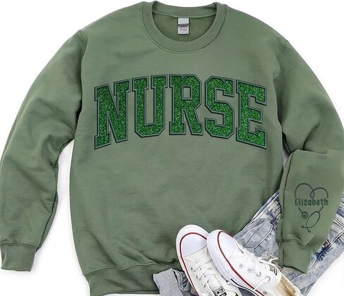 Personalized Nurse Embroidered Sweatshirt For Women, Personalized Registered Nurse Gifts, Custom Name Nurse Embroidered Sweatshirt, Custom Nurse Appreciation Nurse Weeks Gift, Nurse Life Nursing Gift in Saudi Arabia