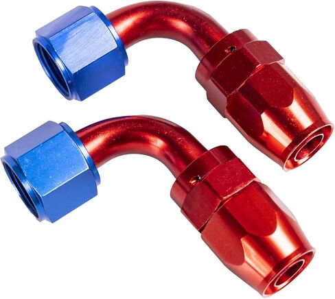 2pcs 8an 90 درجة ألمنيوم خرطوم خرطوم نهاية التوفيق لخرطوم الوقود CPE مضفر الأزرق/الأحمر (90 درجة) in Kuwait