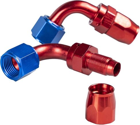 2pcs 8an 90 درجة ألمنيوم خرطوم خرطوم نهاية التوفيق لخرطوم الوقود CPE مضفر الأزرق/الأحمر (90 درجة) in Kuwait