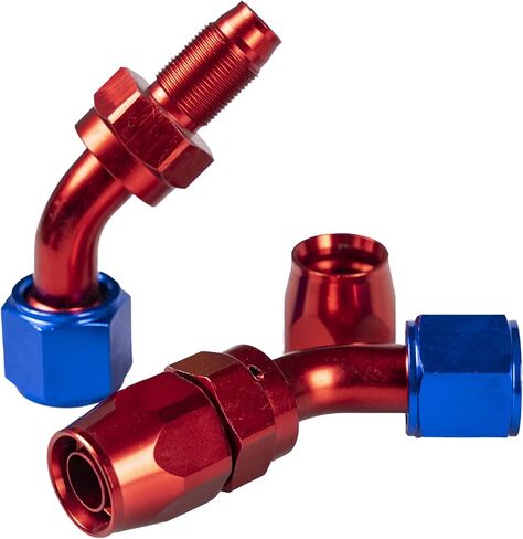 2pcs 8an 90 درجة ألمنيوم خرطوم خرطوم نهاية التوفيق لخرطوم الوقود CPE مضفر الأزرق/الأحمر (90 درجة) in Kuwait